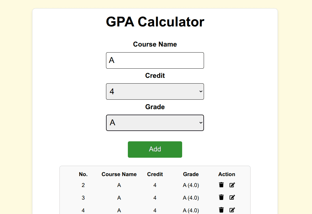 GPA Calculator