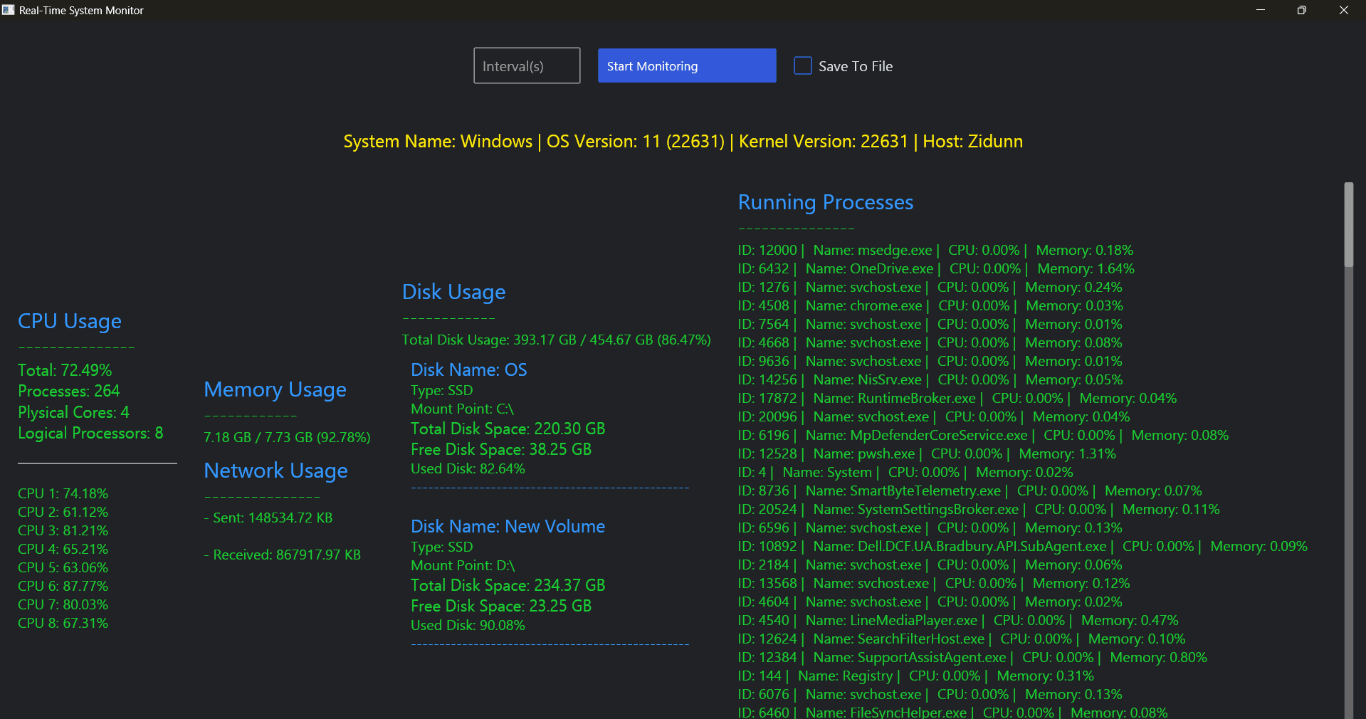 Real-time System Monitor
